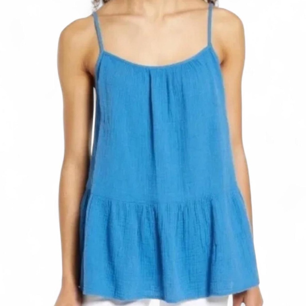 NWT Nordstrom Caslon blue cotton tank sz large